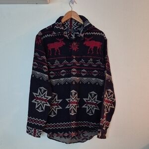 Vintage Polo Ralph Lauren Aztec Southwestern Navajo Moose Shirt Size L